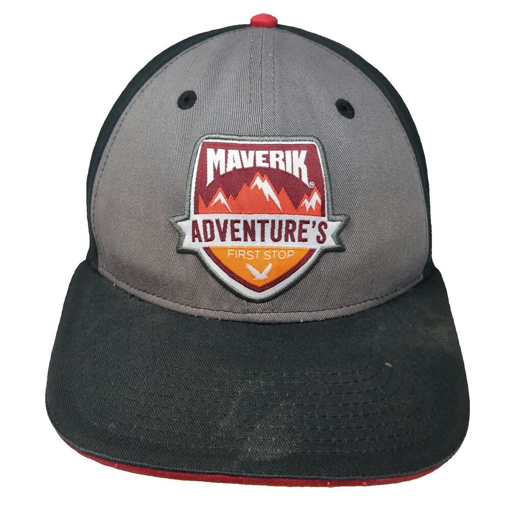 Maverik Snapback Hat Black One Size Adventure's First Stop Mountain Patch Gray